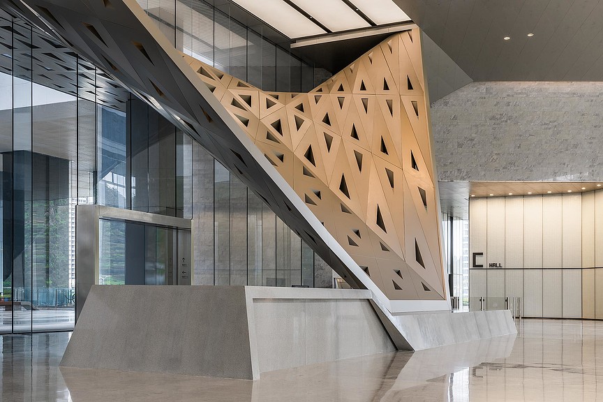 A building with glass walls.